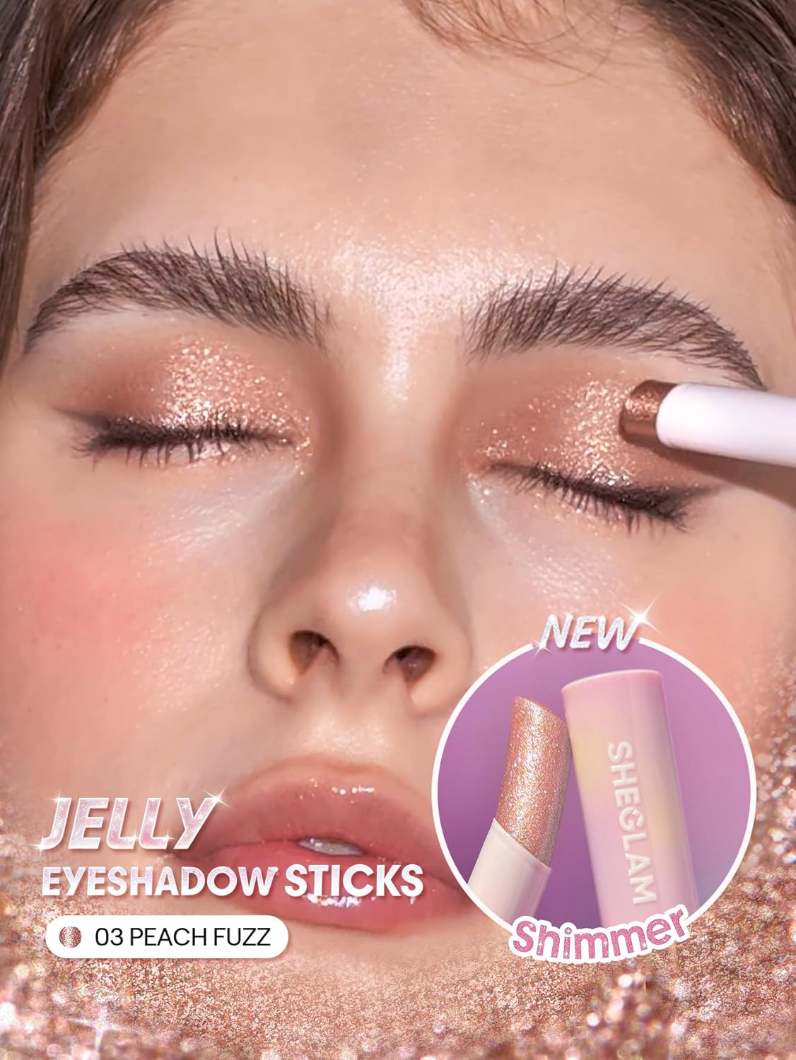 SHEGLAM Crystal Jelly Glaze Stick for Eyeshadow-03 Peach Fuzz - Image 3