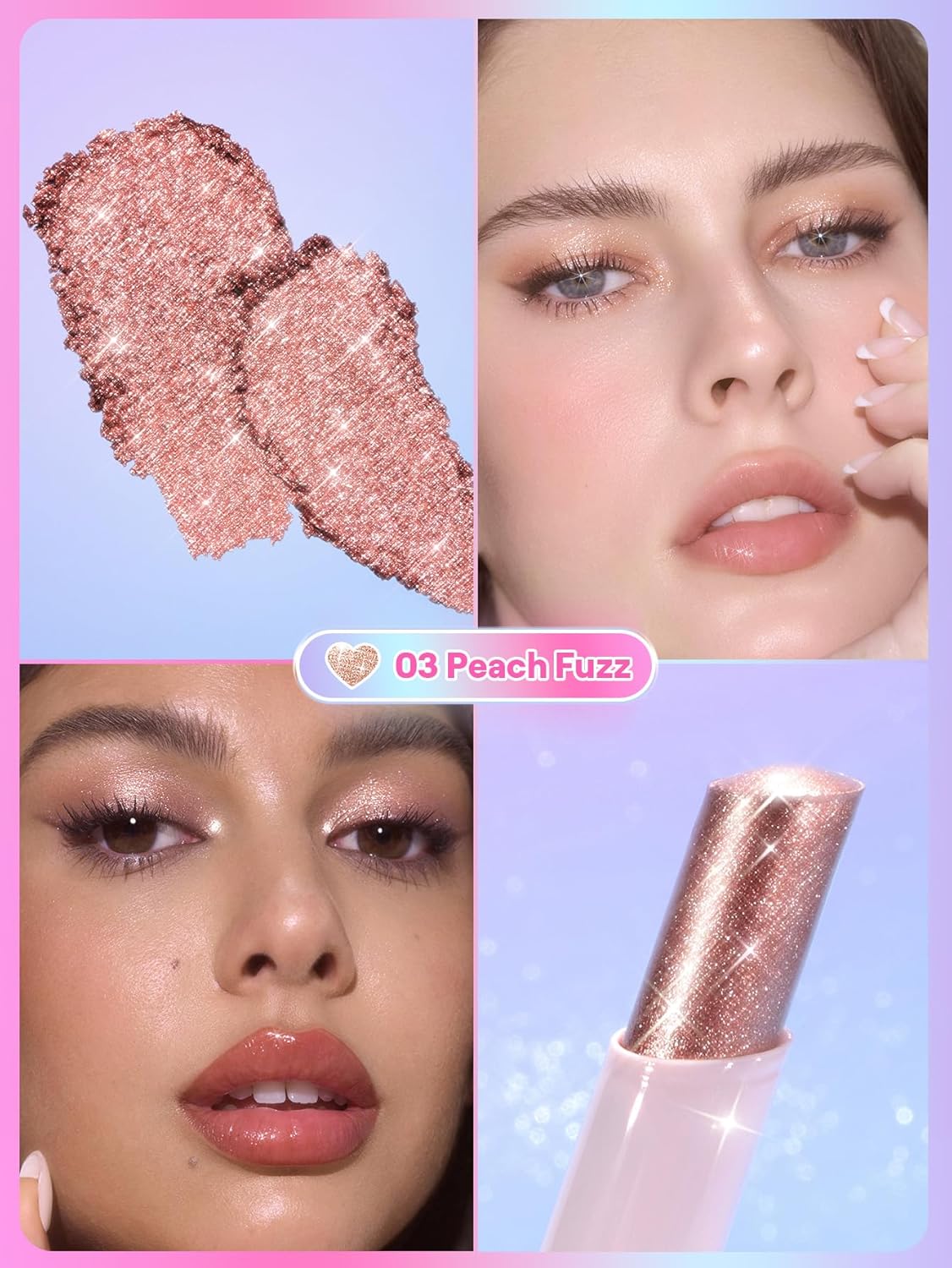 SHEGLAM Crystal Jelly Glaze Stick for Eyeshadow-03 Peach Fuzz - Image 2
